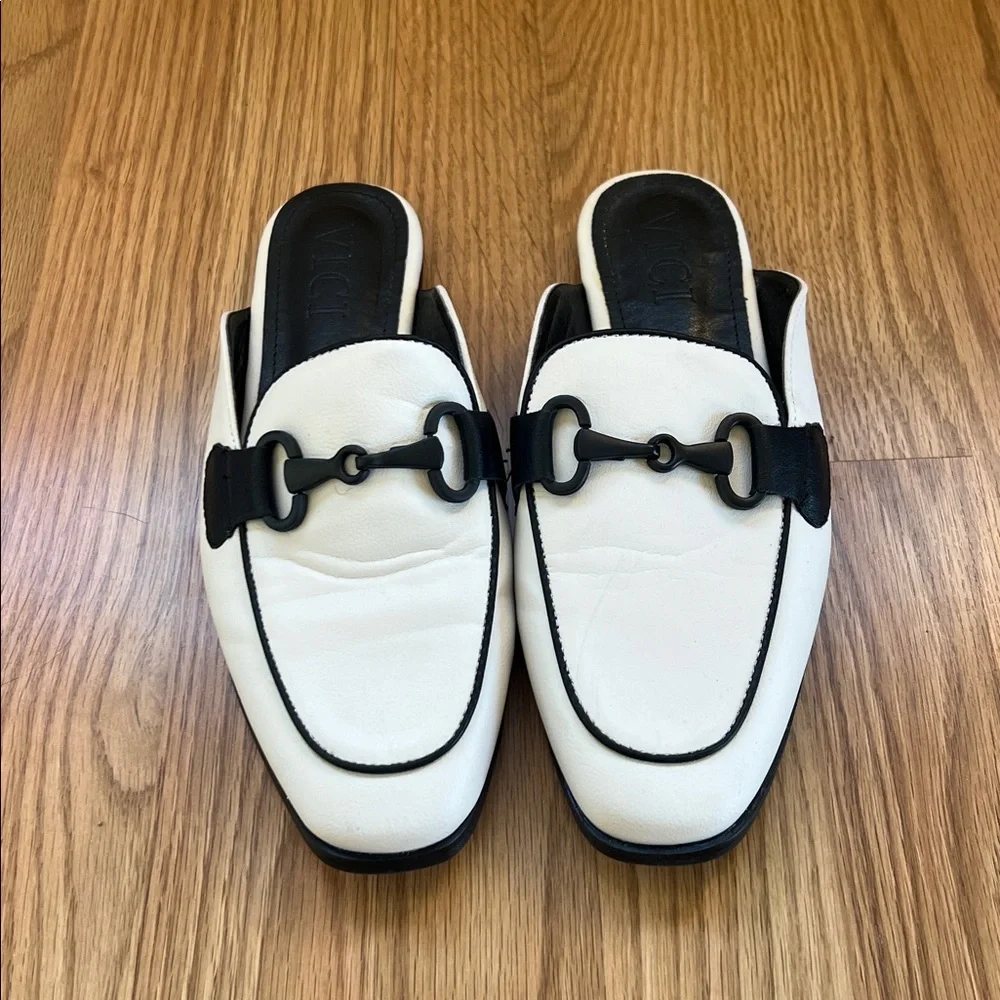 White and Black Slip-On Loafers - Picture 1 of 5